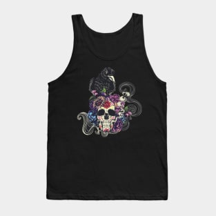 Sugar skull with crow Tank Top